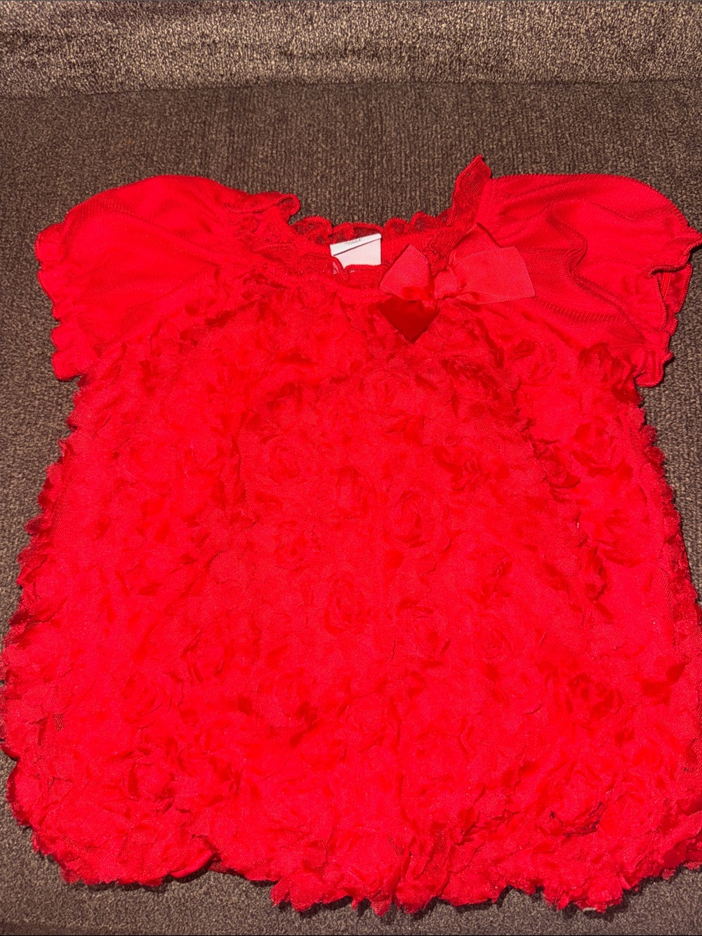 healthtex Red Ruffled Blossom Top with Puff Sleeves